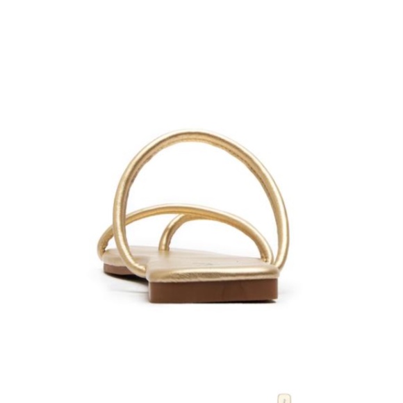 Square Toe Strappy Slide Sandals in Light Gold - Picture 5 of 7